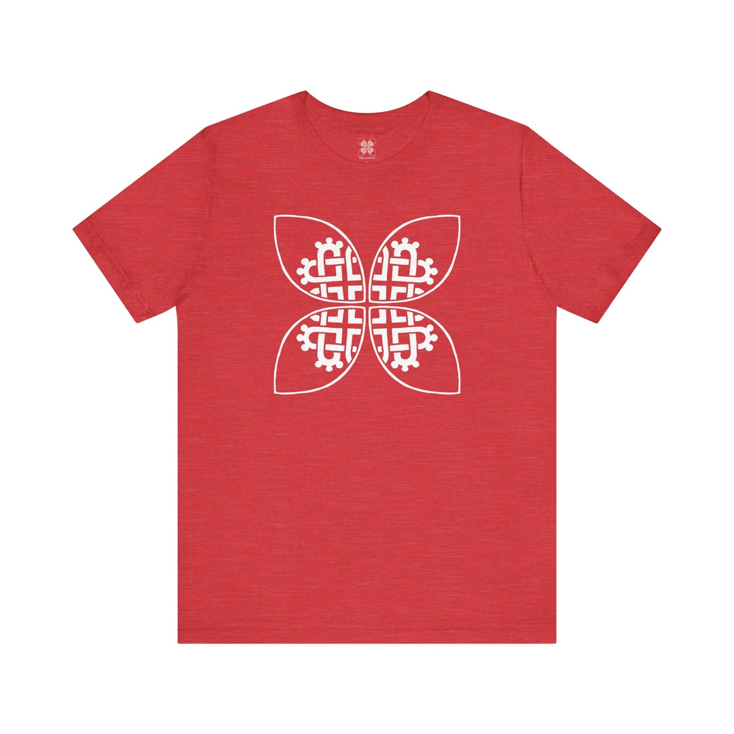 Celtic Heart Motif White Design T-Shirt - InkLovePrint