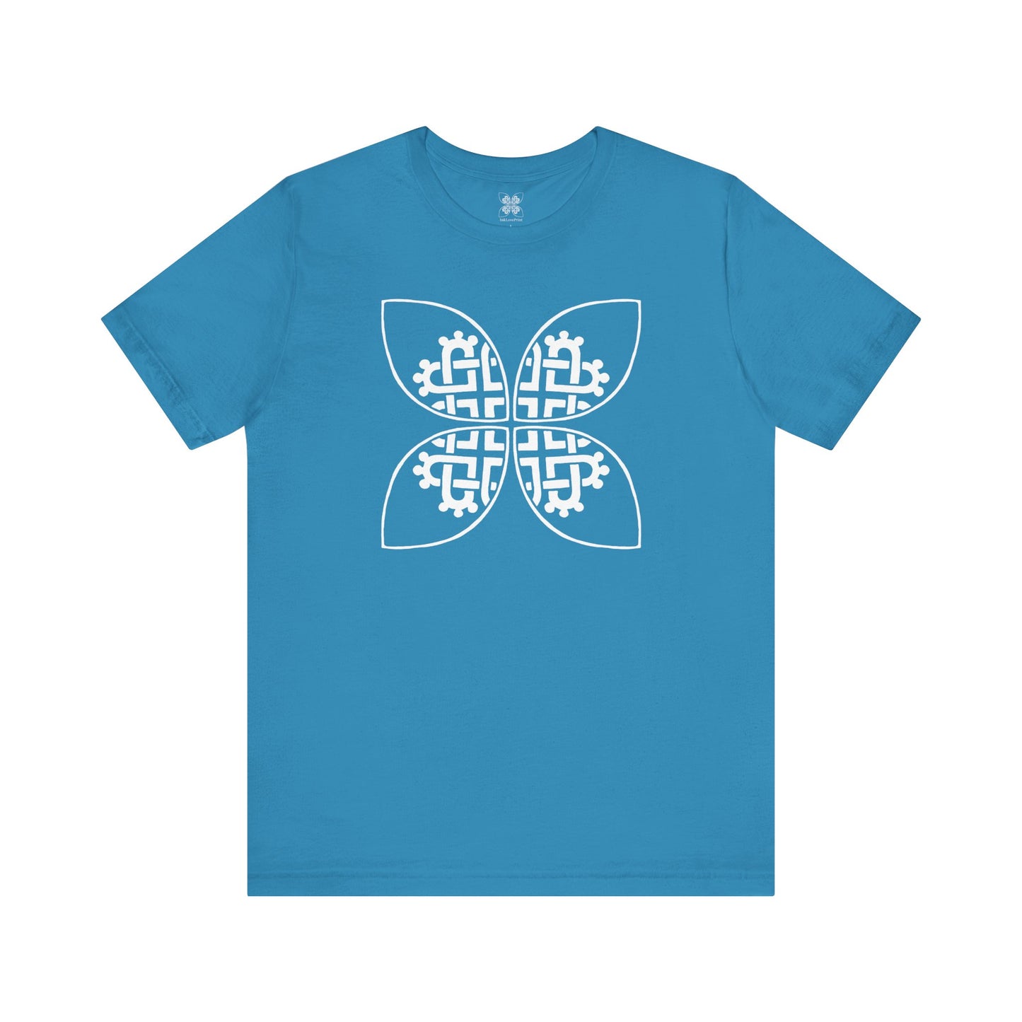 Celtic Heart Motif White Design T-Shirt - InkLovePrint