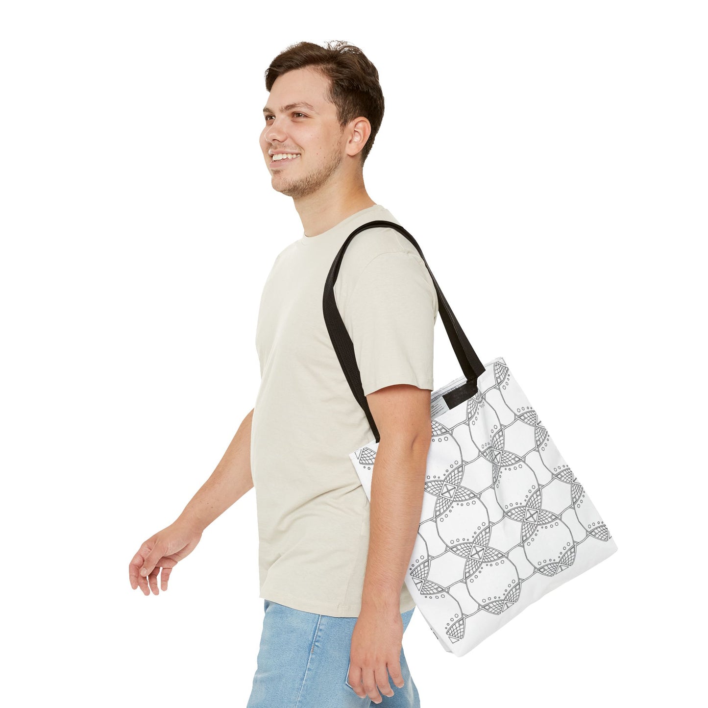 Grid Line Pattern Tote Bag - InkLovePrint