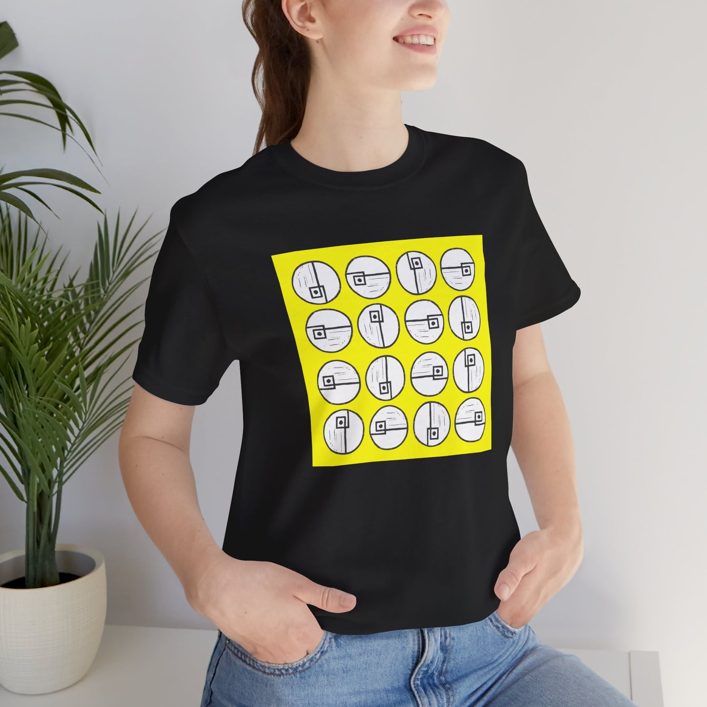 Rotating Rectangle on Yellow Unisex T-Shirt - InkLovePrint