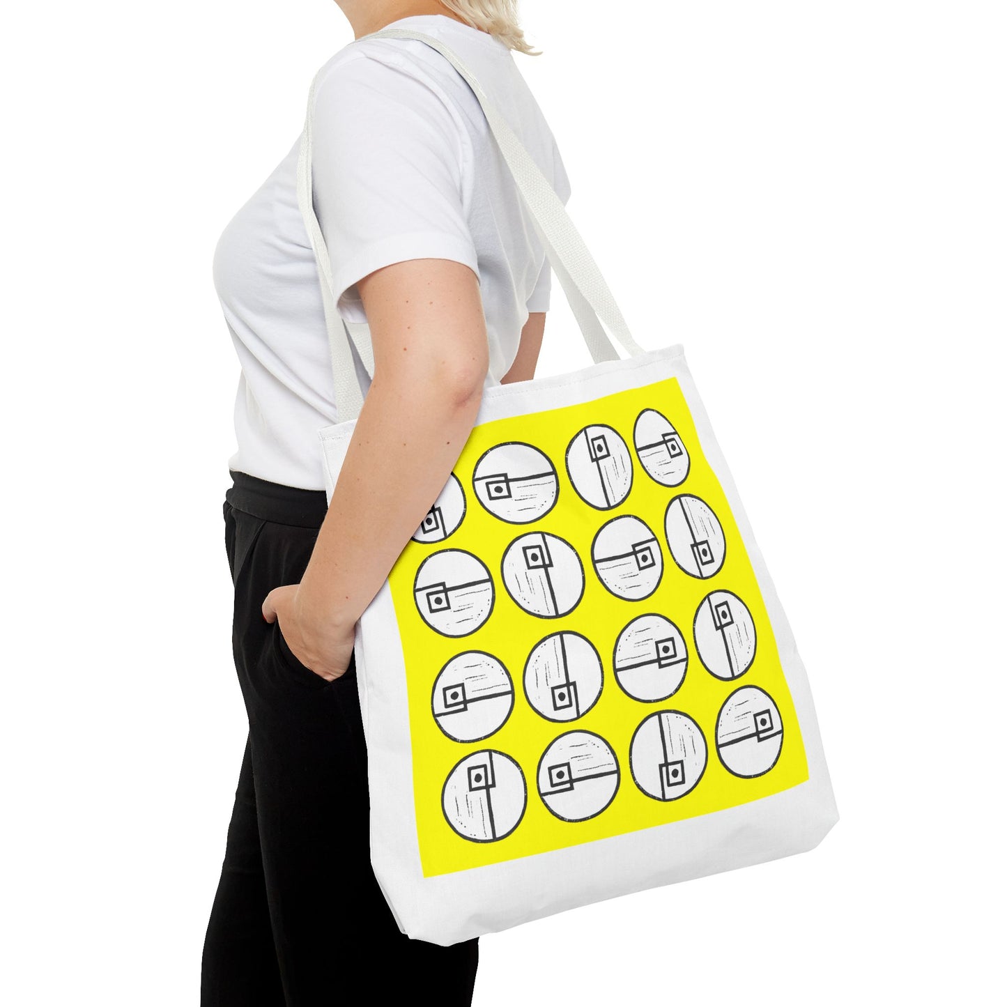 Rotating Rectangle Yellow Tote Bag - InkLovePrint