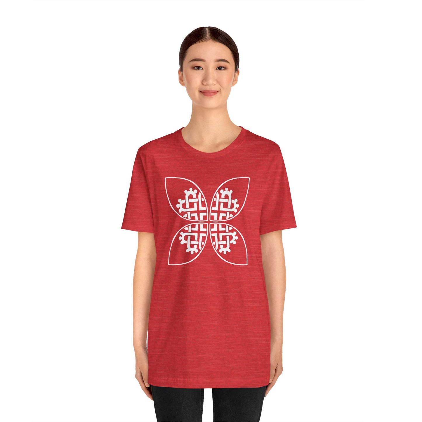 Celtic Heart Motif White Design T-Shirt - InkLovePrint