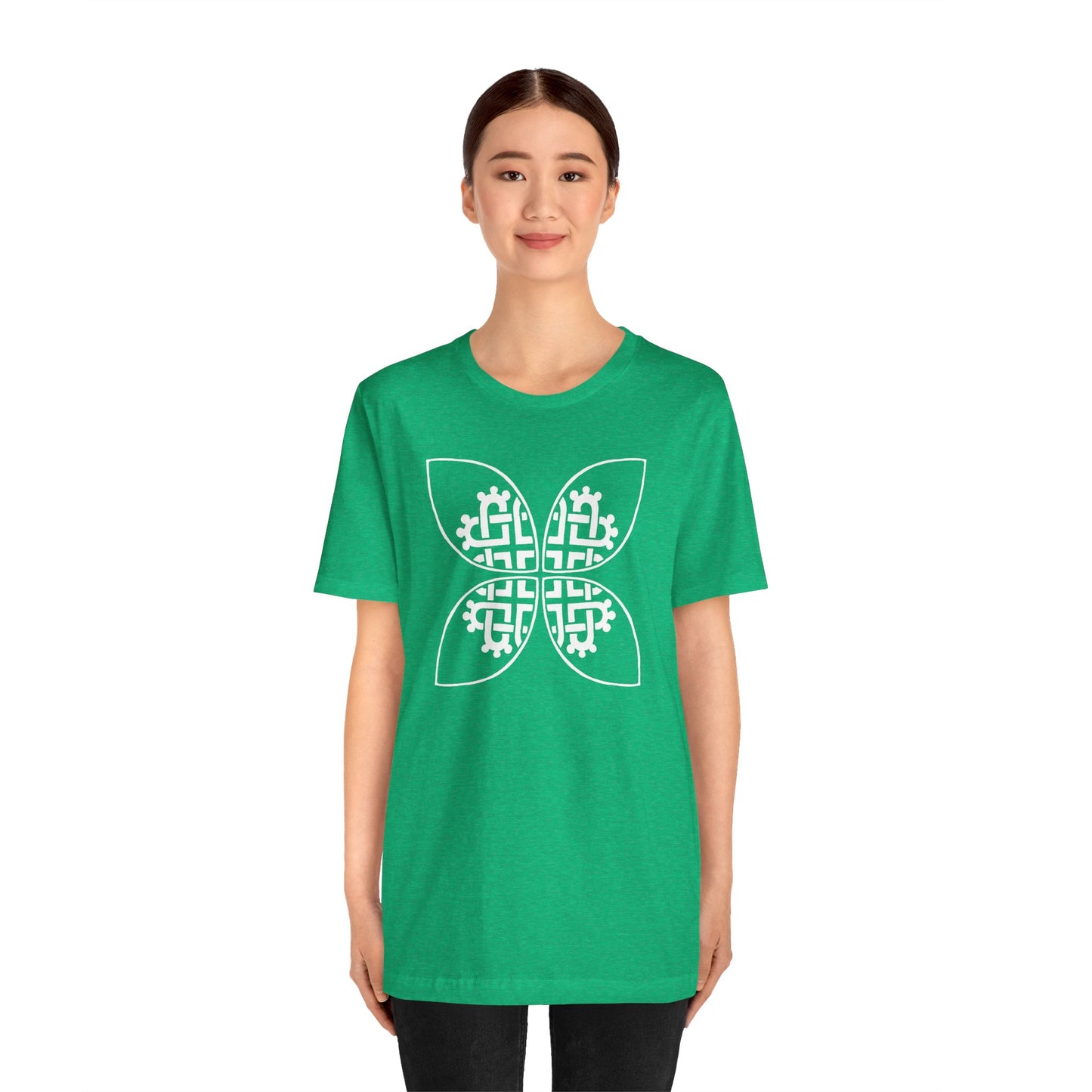 Celtic Heart Motif White Design T-Shirt - InkLovePrint