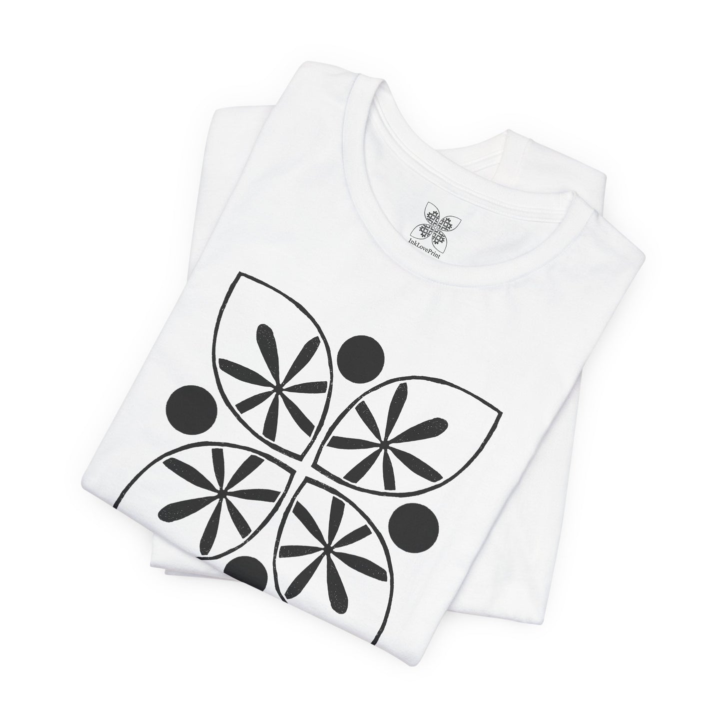 Black Flower Motif Unisex T-Shirt - InkLovePrint