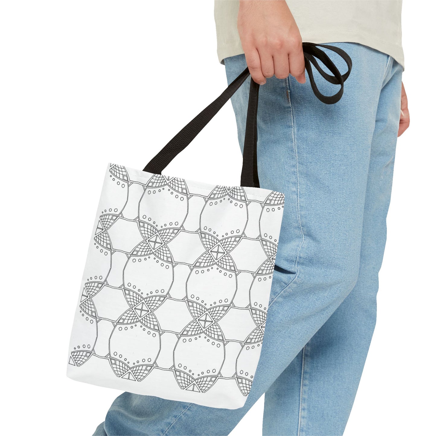 Grid Line Pattern Tote Bag - InkLovePrint