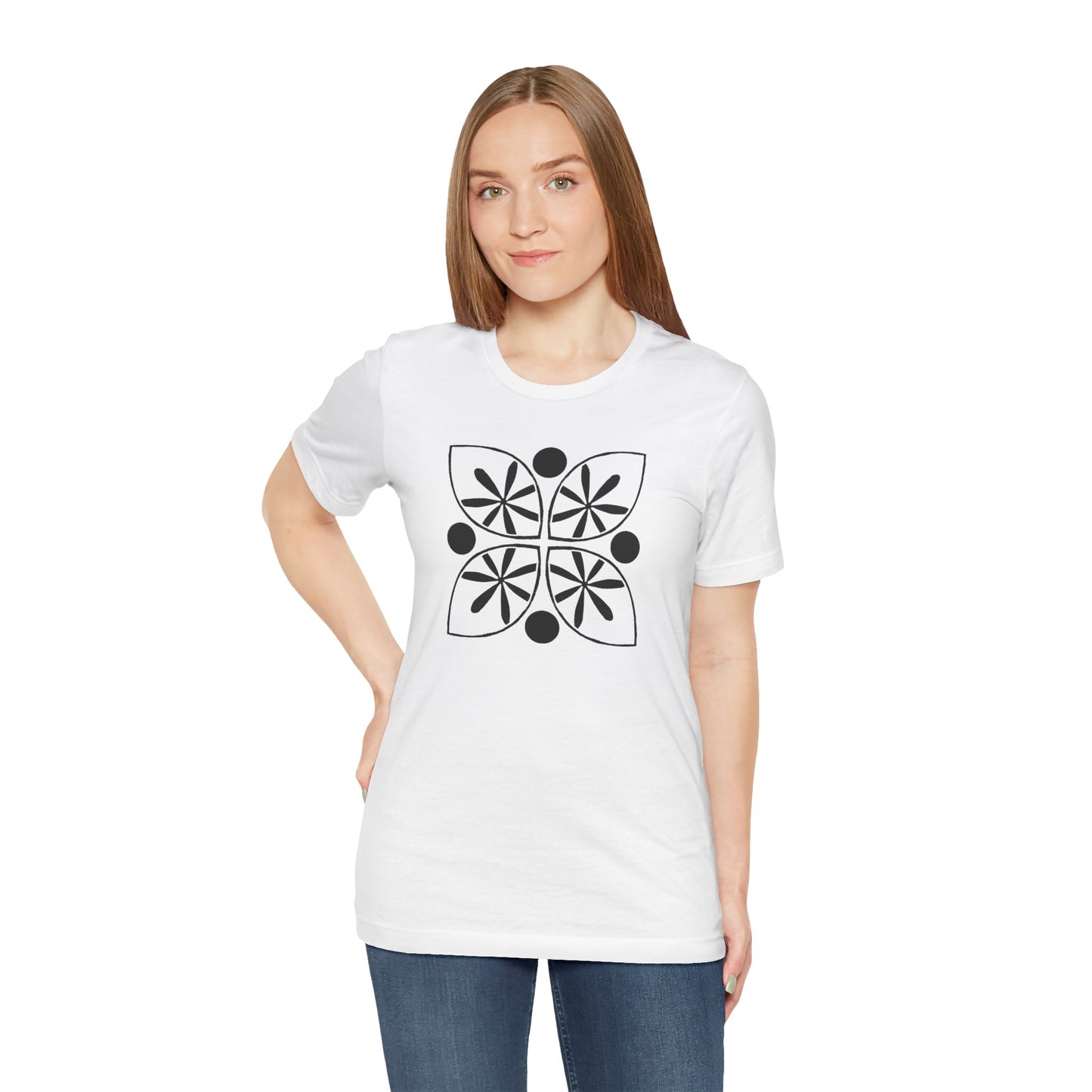 Black Flower Motif Unisex T-Shirt - InkLovePrint
