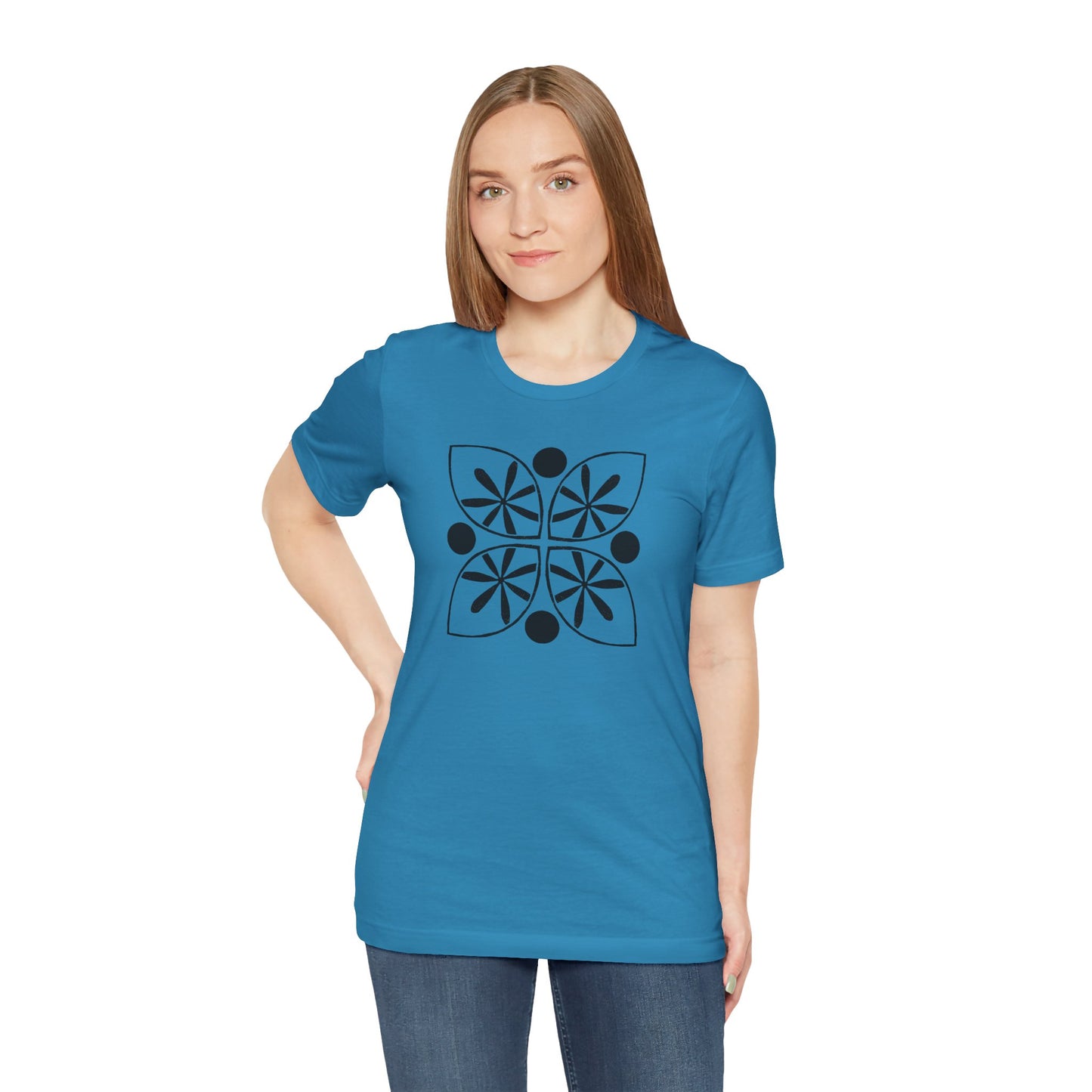 Black Flower Motif Unisex T-Shirt - InkLovePrint