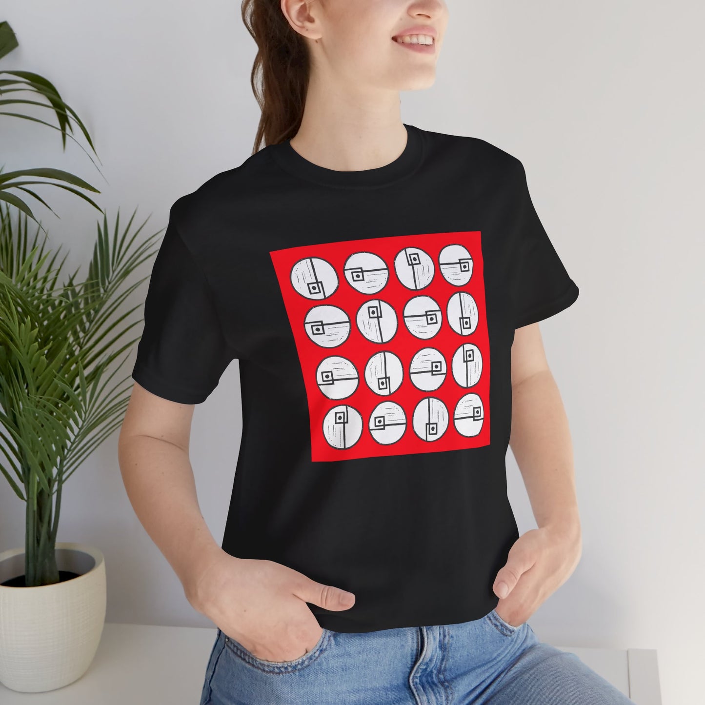 Rotating Rectangle on Red Unisex T-Shirt - InkLovePrint