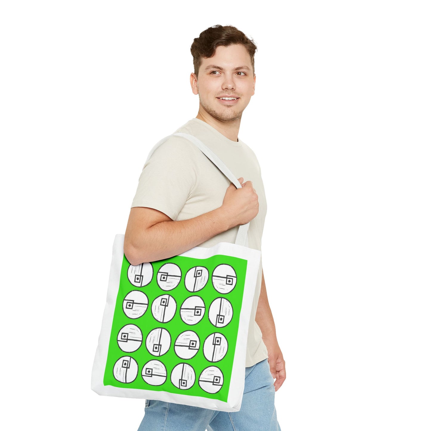 Rotating Rectangle Green Tote Bag - InkLovePrint