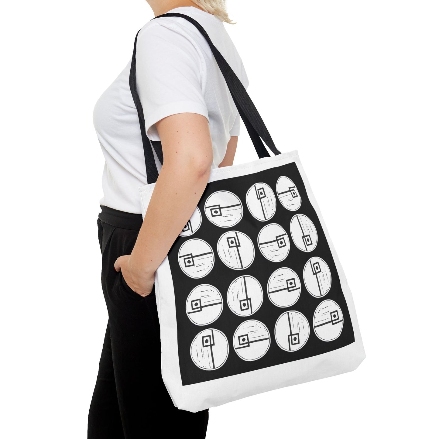 Rotating Rectangle Black Tote Bag - InkLovePrint