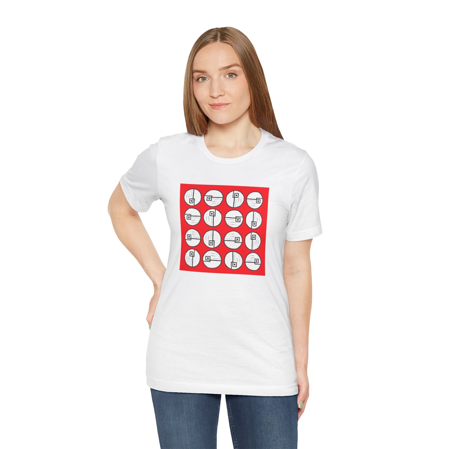 Rotating Rectangle on Red Unisex T-Shirt - InkLovePrint