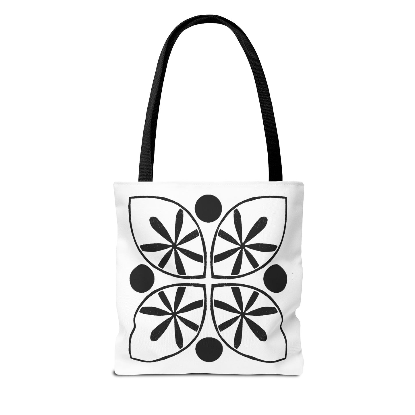 Black Flower Motif Tote Bag - InkLovePrint