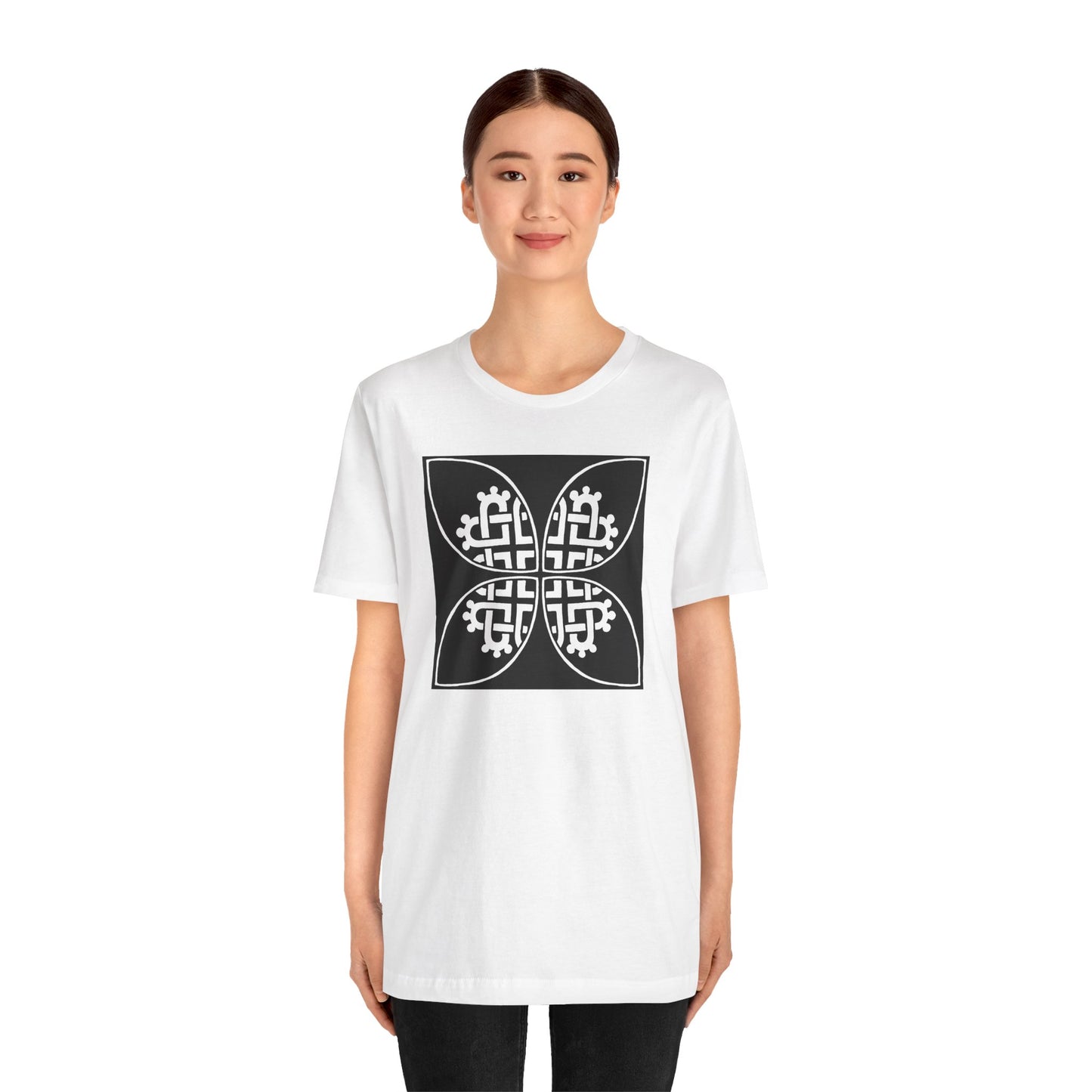 Celtic Heart Motif White Design T-Shirt - InkLovePrint