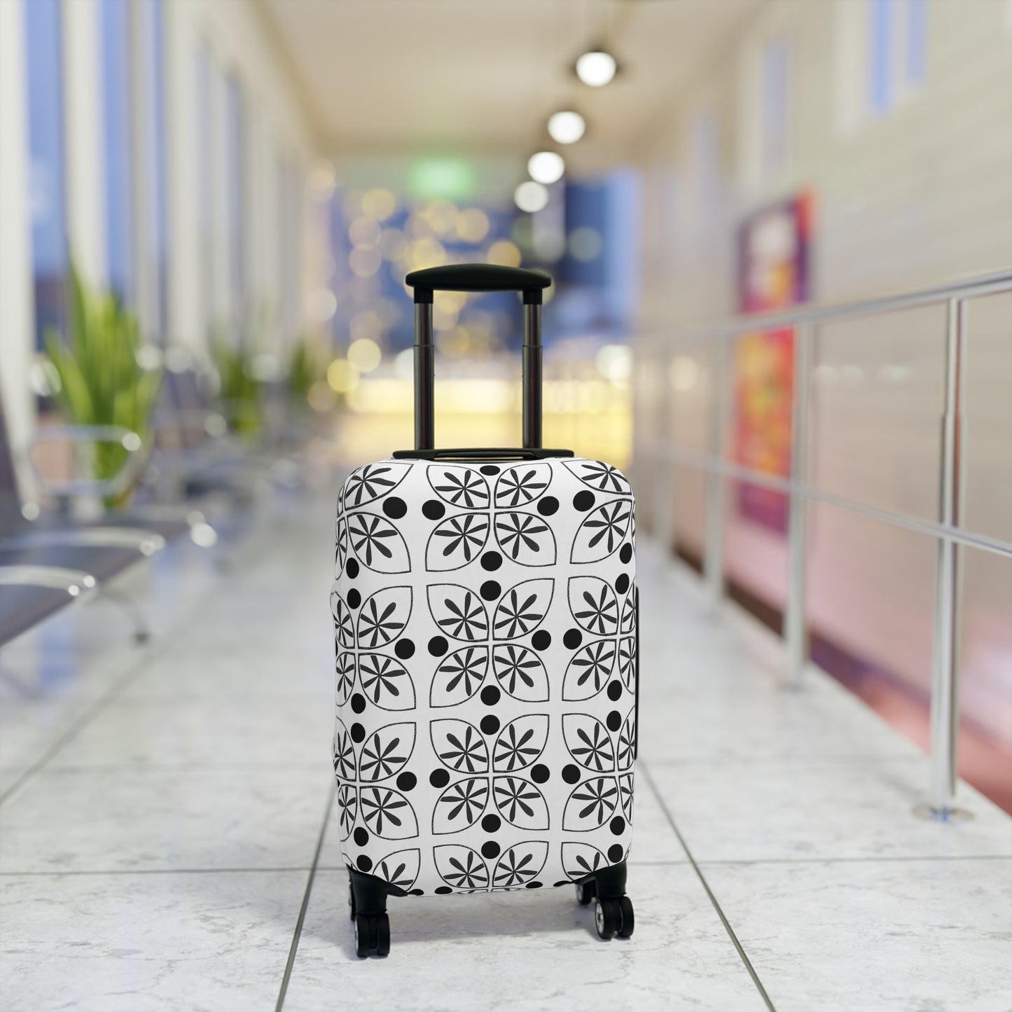 Black Flower Luggage Cover - InkLovePrint