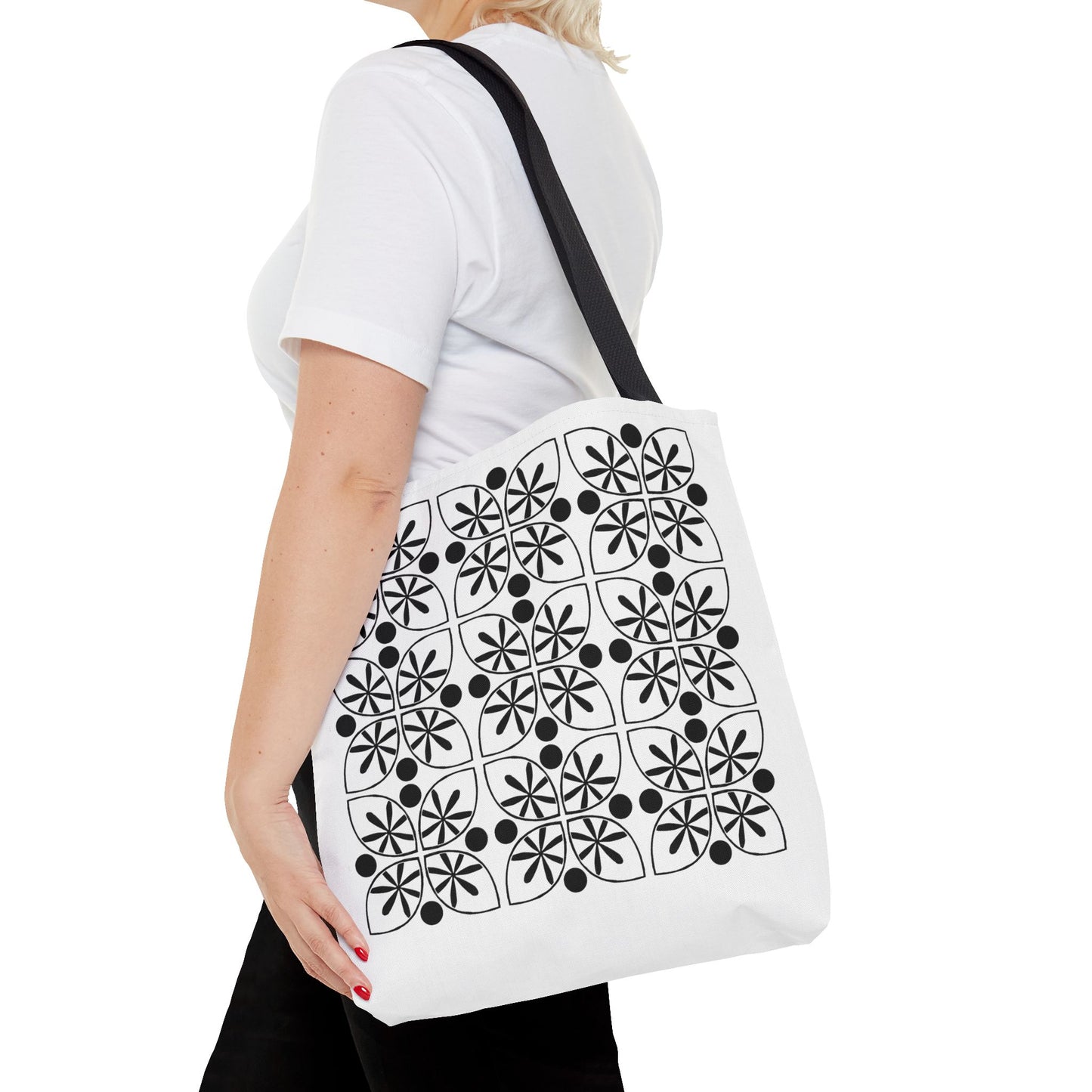 Black Flower Tote Bag - InkLovePrint