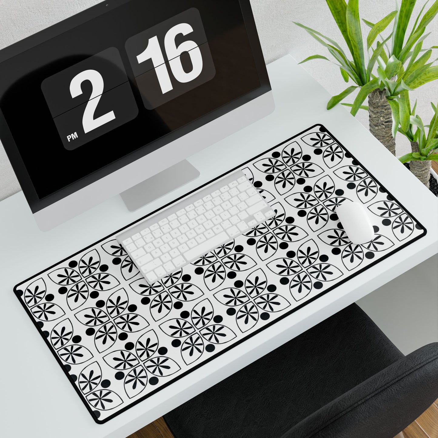Black Flower Desk Mat - InkLovePrint