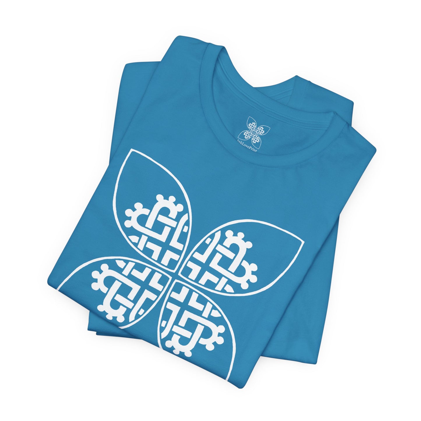 Celtic Heart Motif White Design T-Shirt - InkLovePrint