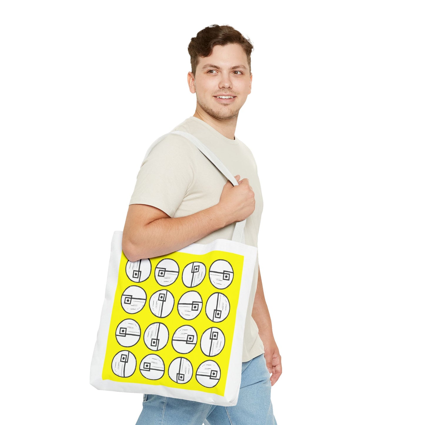 Rotating Rectangle Yellow Tote Bag - InkLovePrint
