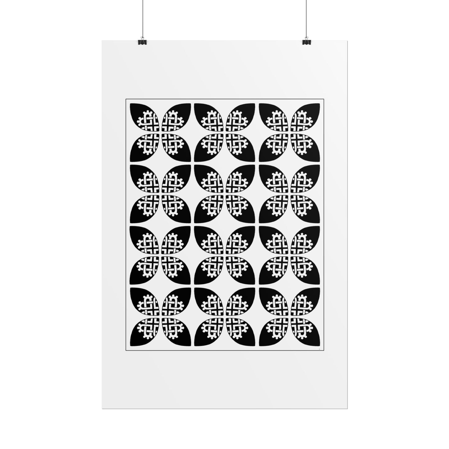 Celtic Heart 9 Tile white on black- Rolled Poster - InkLovePrint