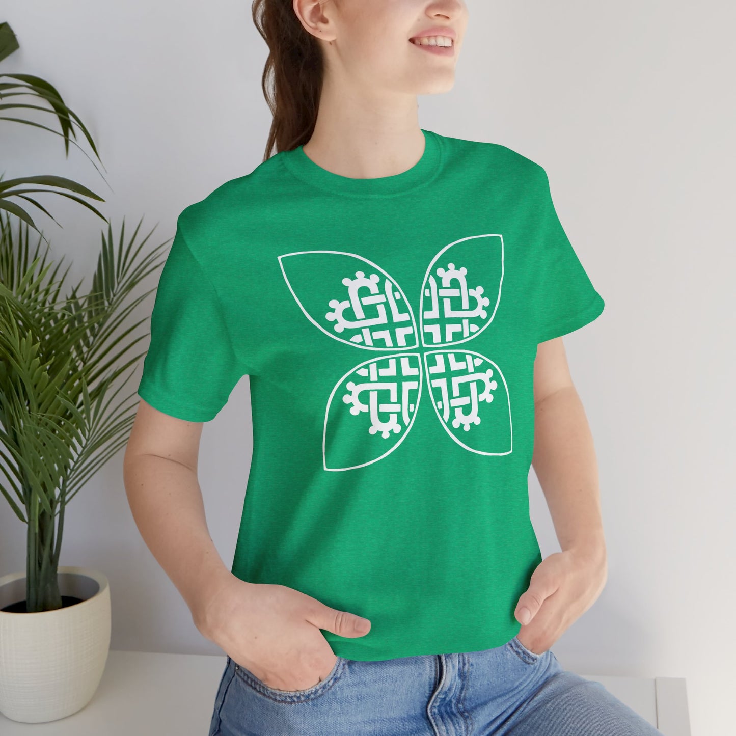 Celtic Heart Motif White Design T-Shirt - InkLovePrint
