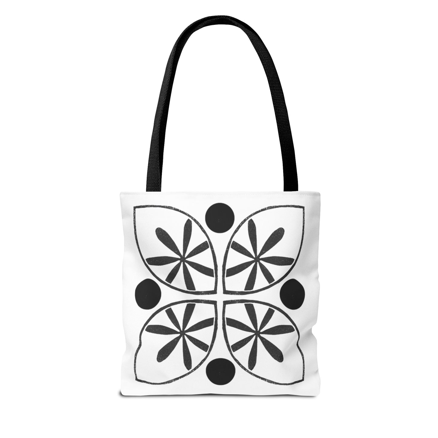 Black Flower Motif Tote Bag - InkLovePrint