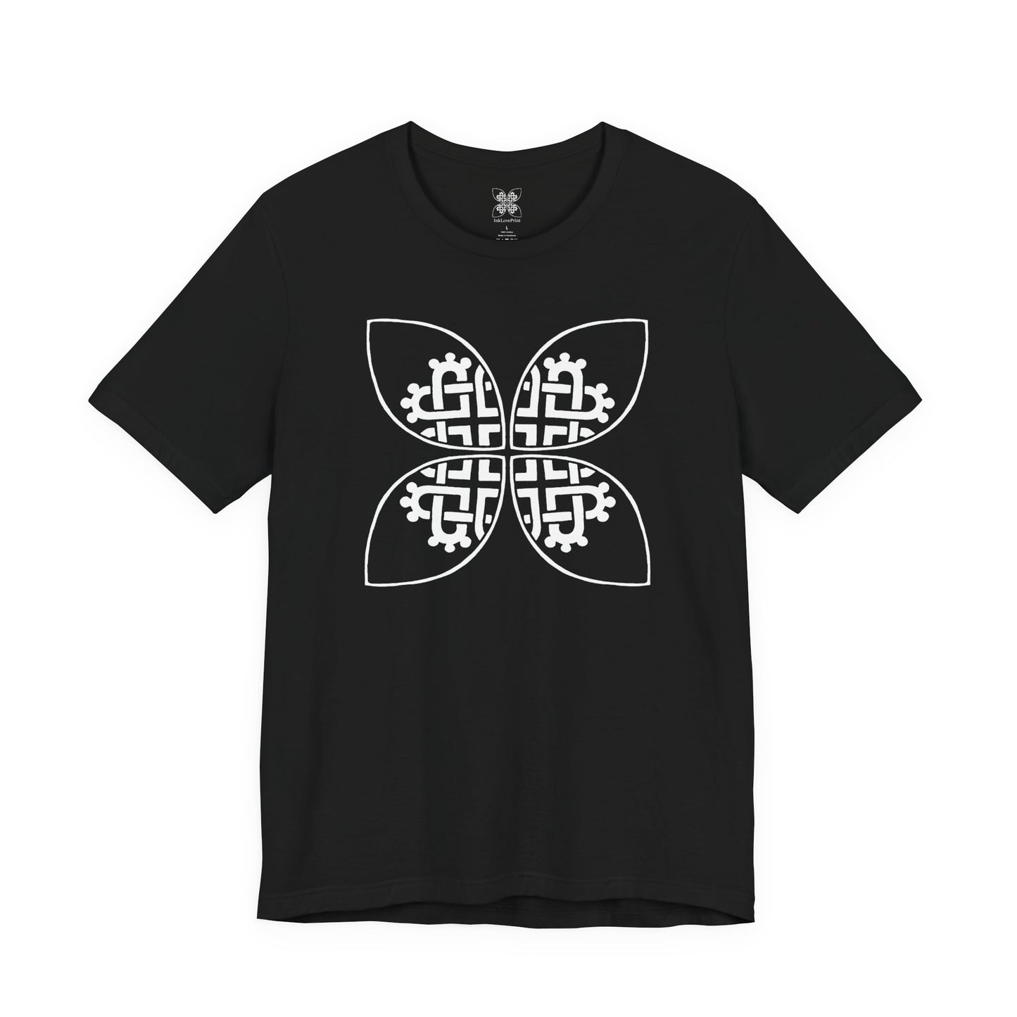 Celtic Heart Motif White Design T-Shirt - InkLovePrint
