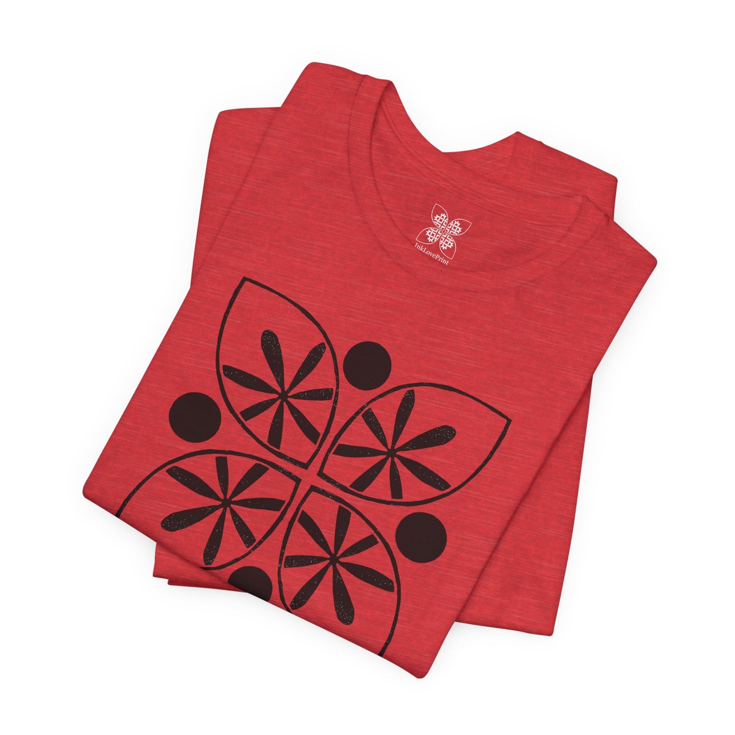 Black Flower Motif Unisex T-Shirt - InkLovePrint