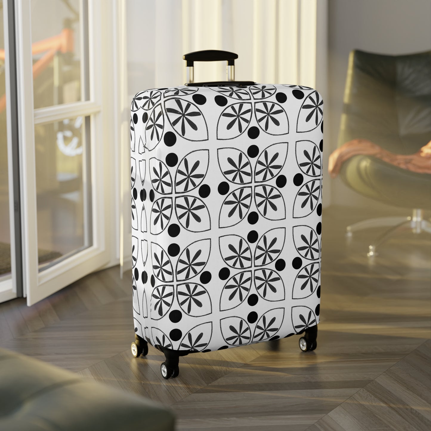 Black Flower Luggage Cover - InkLovePrint