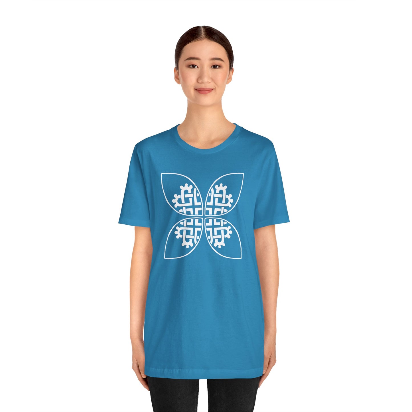 Celtic Heart Motif White Design T-Shirt - InkLovePrint