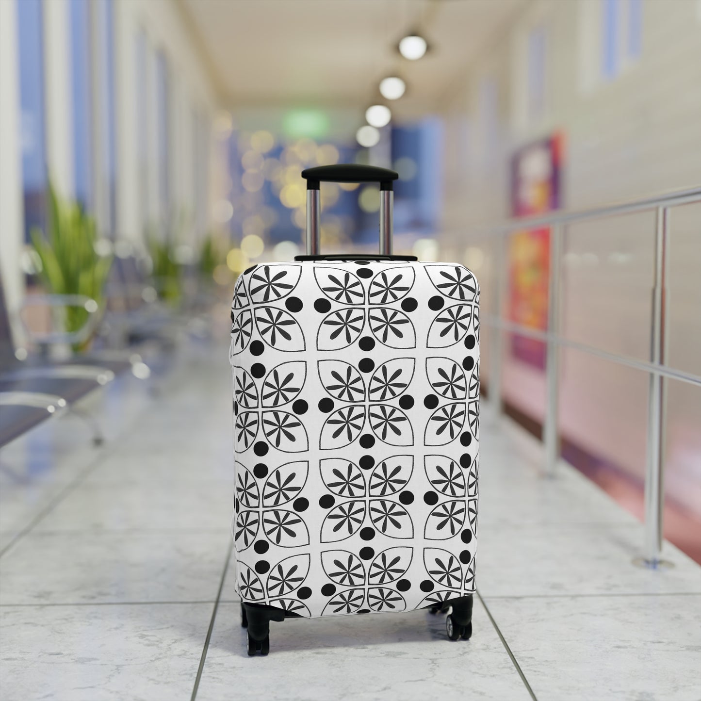 Black Flower Luggage Cover - InkLovePrint