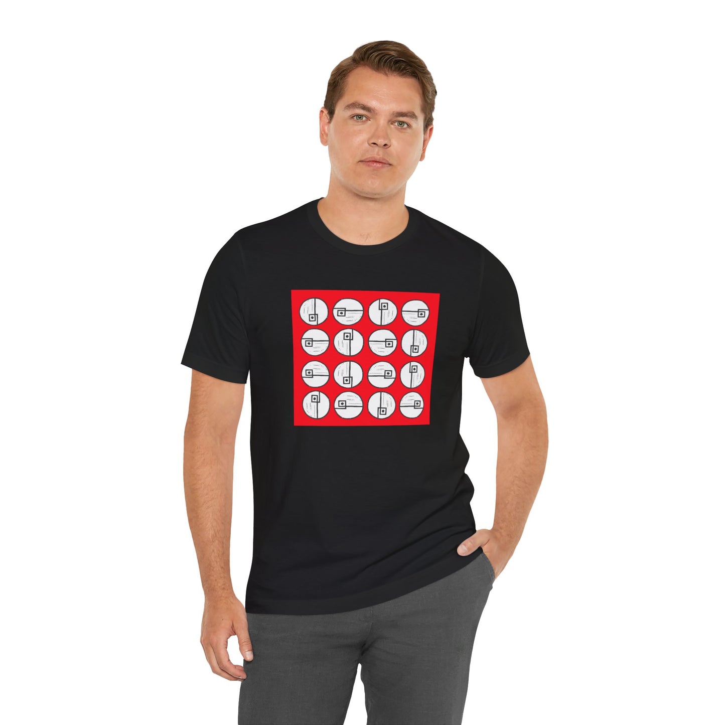 Rotating Rectangle on Red Unisex T-Shirt - InkLovePrint
