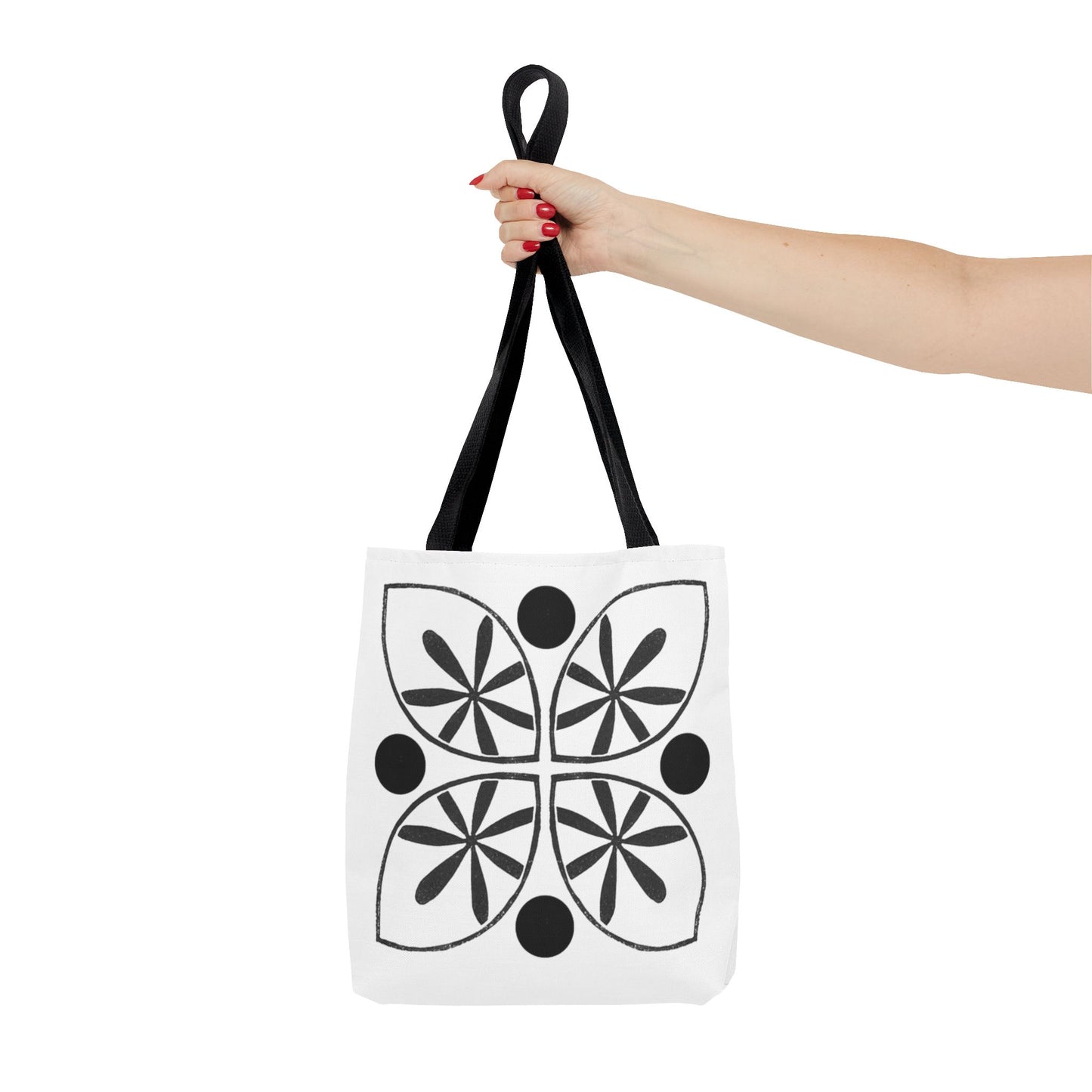 Black Flower Motif Tote Bag - InkLovePrint