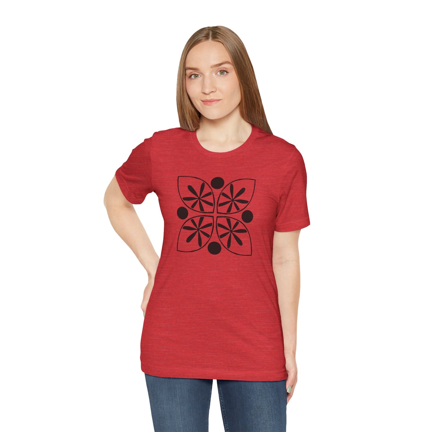 Black Flower Motif Unisex T-Shirt - InkLovePrint