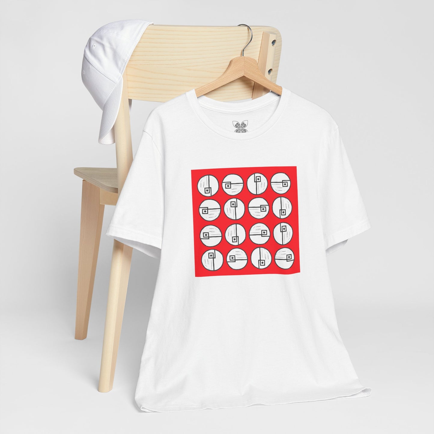 Rotating Rectangle on Red Unisex T-Shirt - InkLovePrint