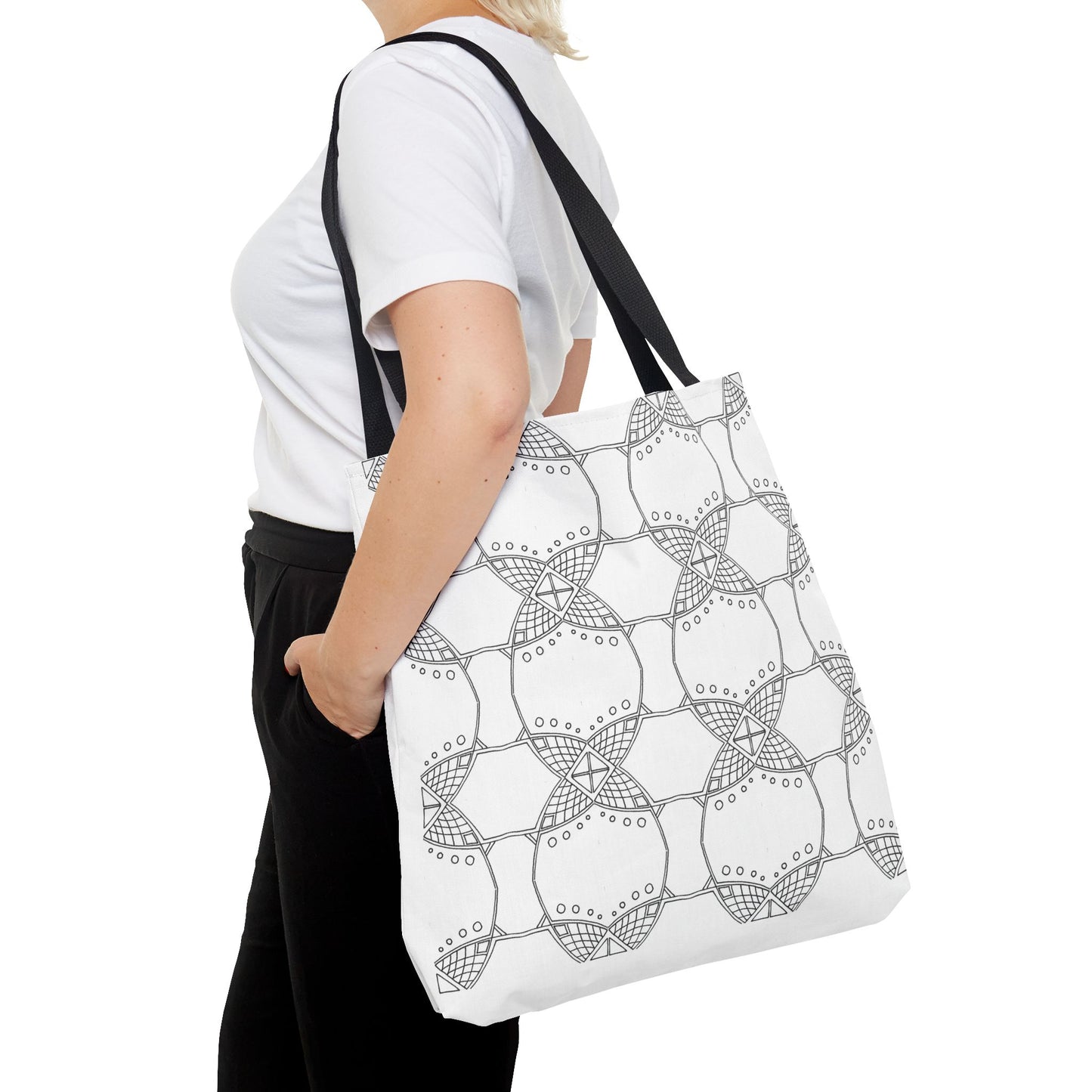 Grid Line Pattern Tote Bag - InkLovePrint
