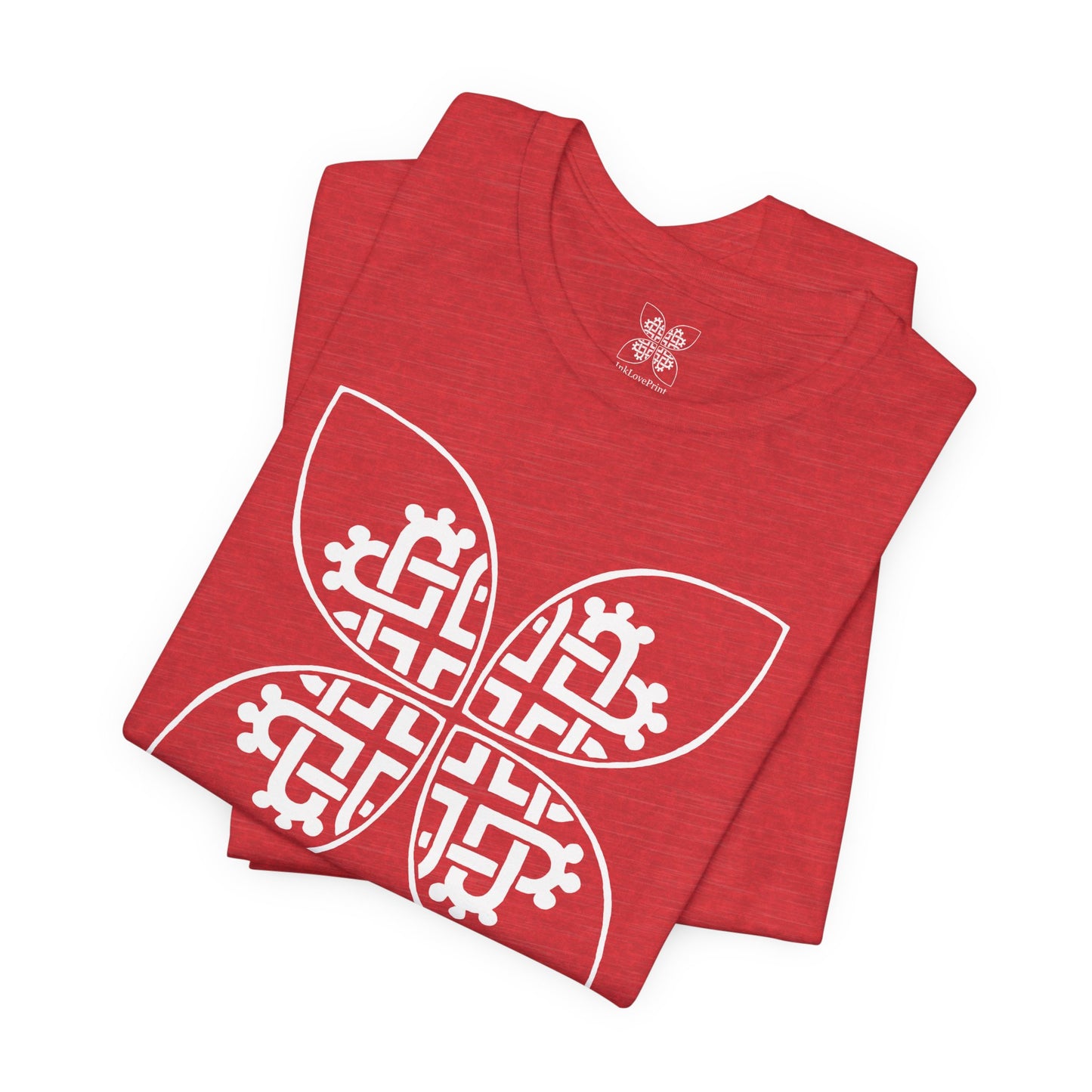Celtic Heart Motif White Design T-Shirt - InkLovePrint