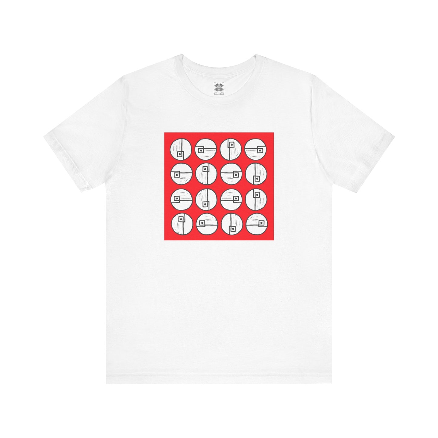 Rotating Rectangle on Red Unisex T-Shirt - InkLovePrint