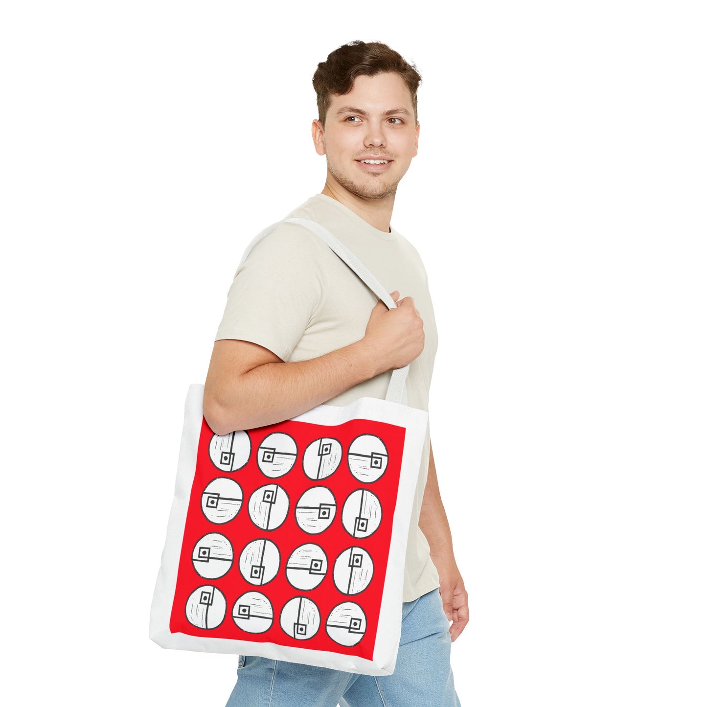 Rotating Rectangle Red Tote Bag - InkLovePrint