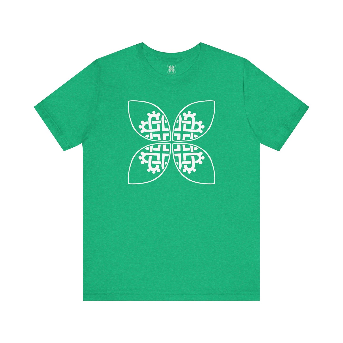 Celtic Heart Motif White Design T-Shirt - InkLovePrint