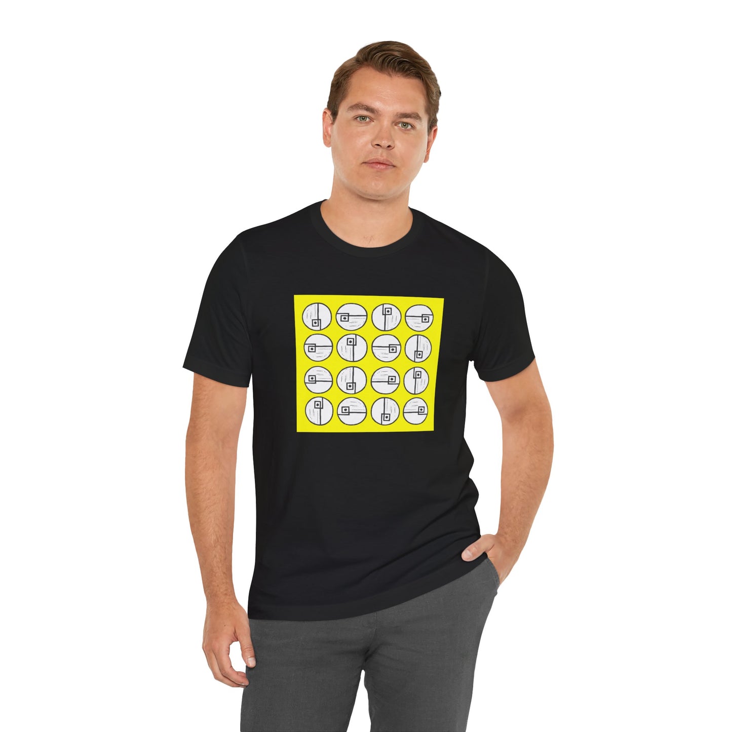 Rotating Rectangle on Yellow Unisex T-Shirt - InkLovePrint