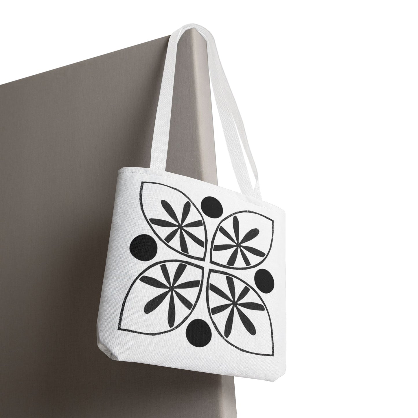 Black Flower Motif Tote Bag - InkLovePrint