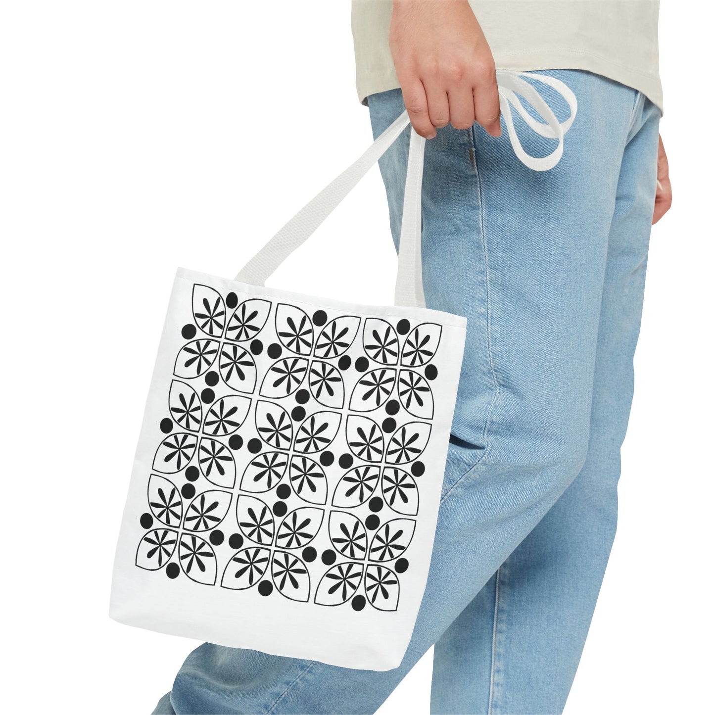 Black Flower Tote Bag - InkLovePrint