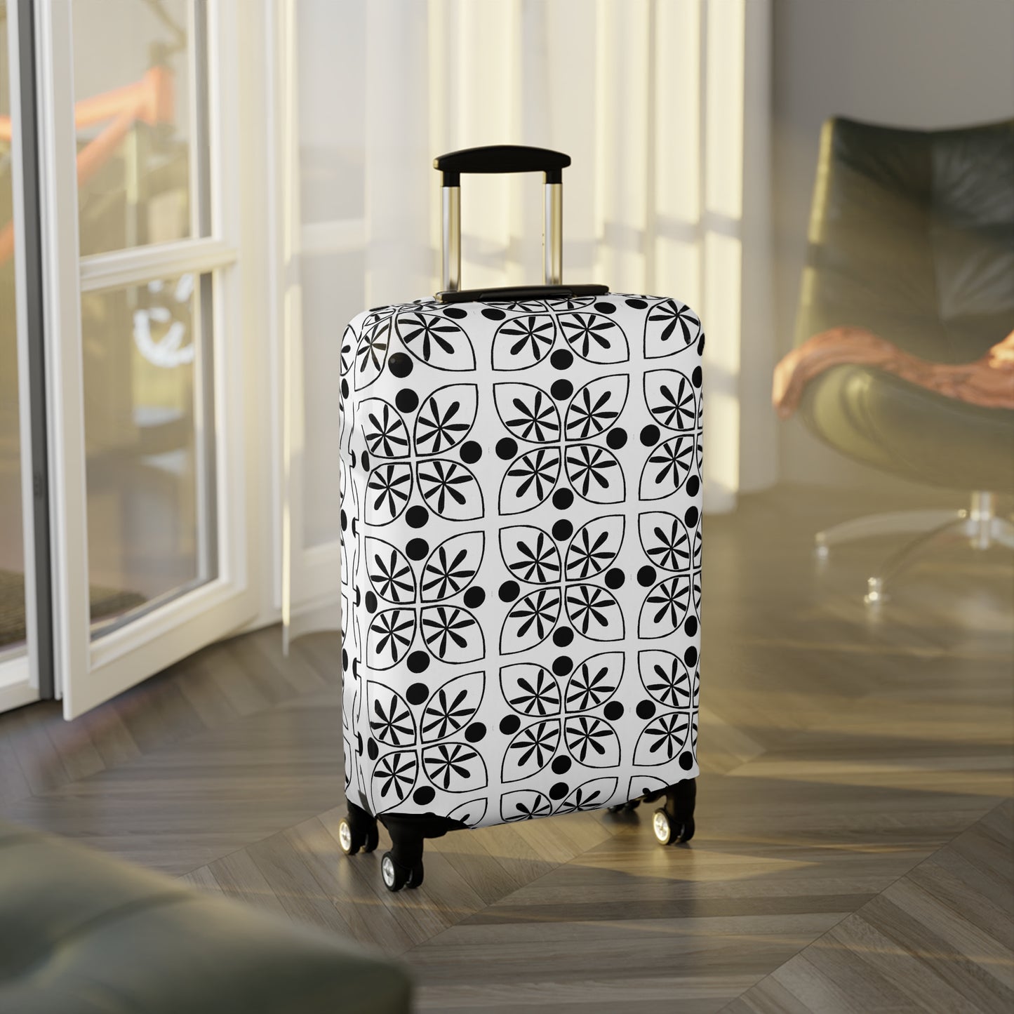 Black Flower Luggage Cover - InkLovePrint