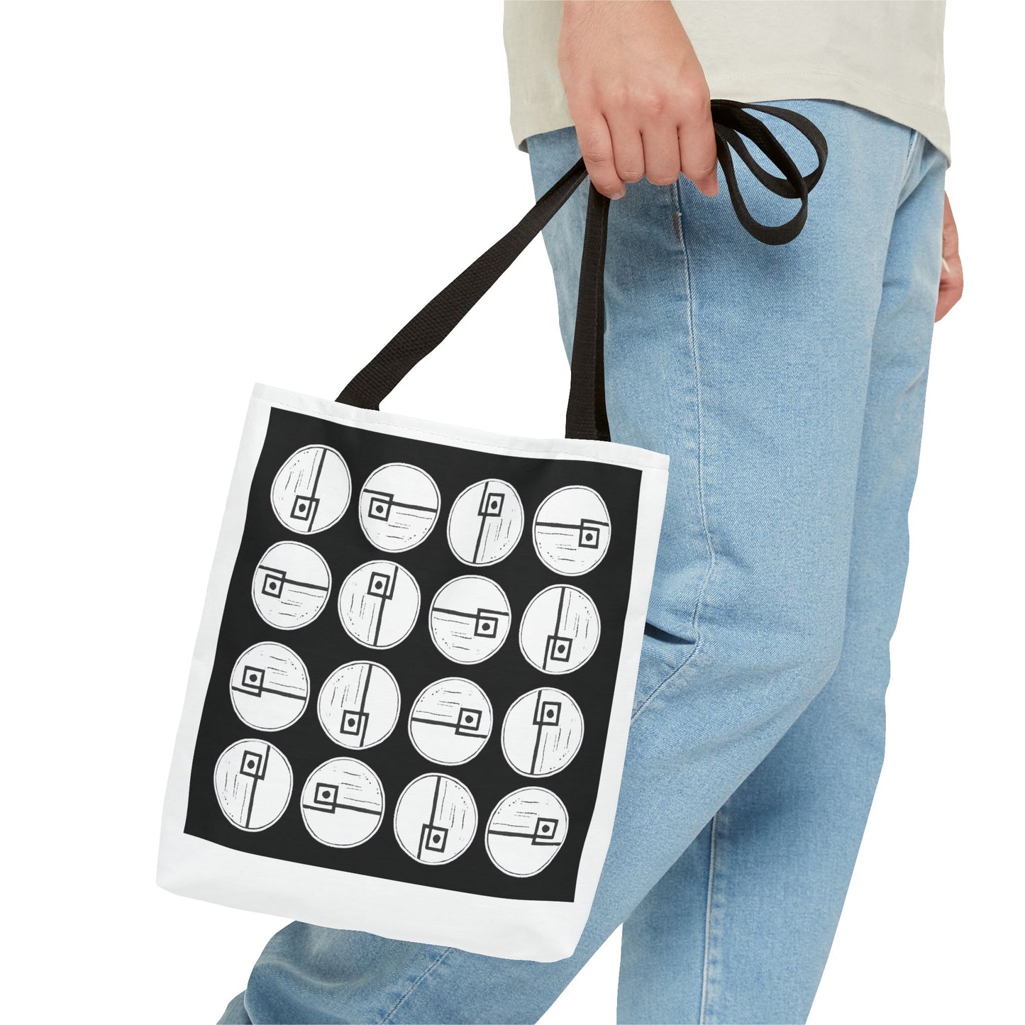 Rotating Rectangle Black Tote Bag - InkLovePrint