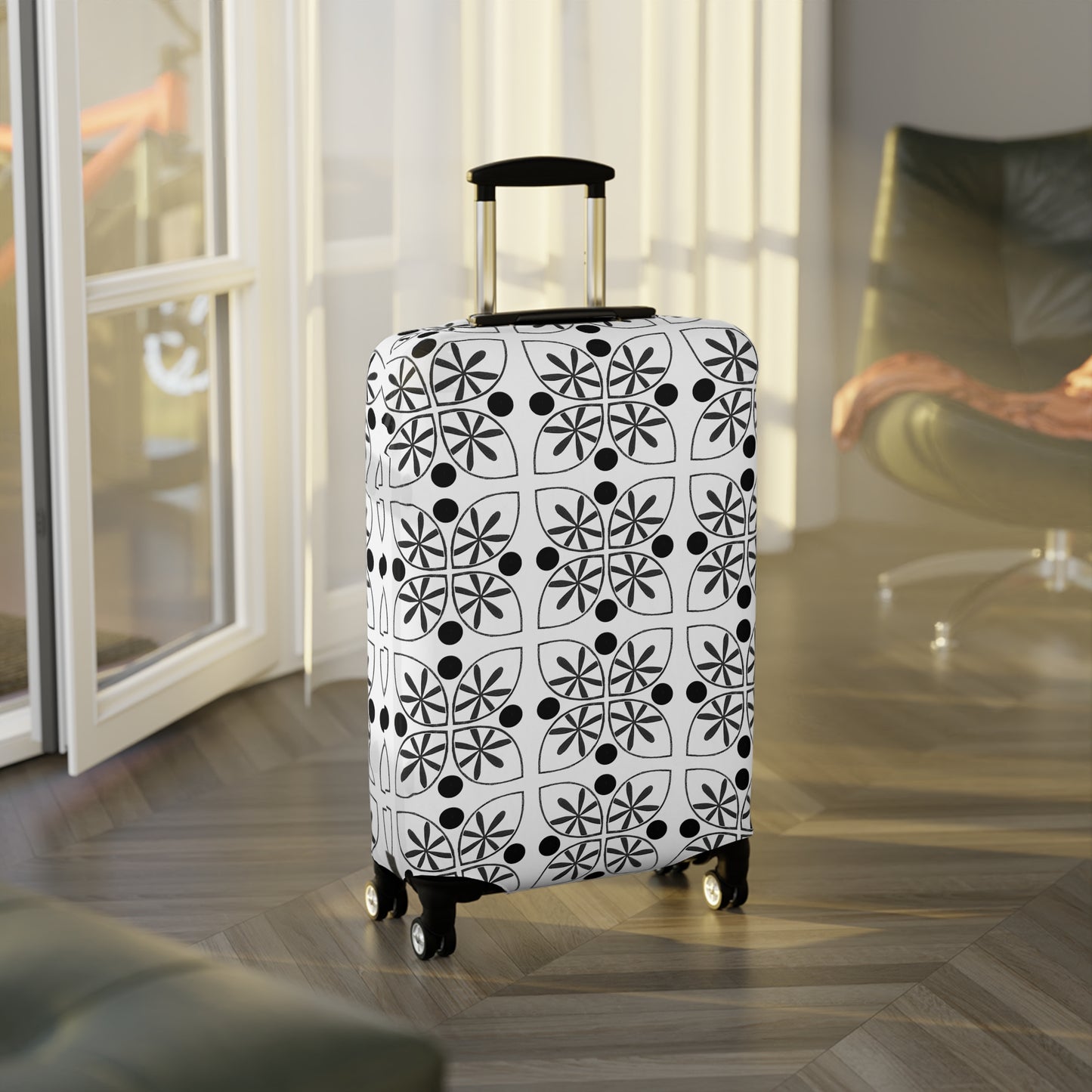 Black Flower Luggage Cover - InkLovePrint