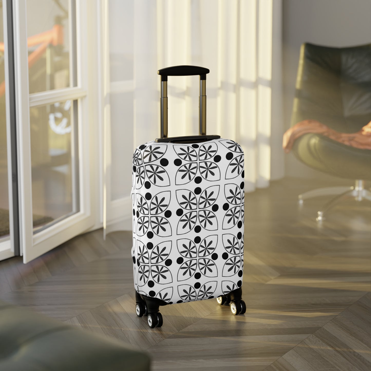 Black Flower Luggage Cover - InkLovePrint