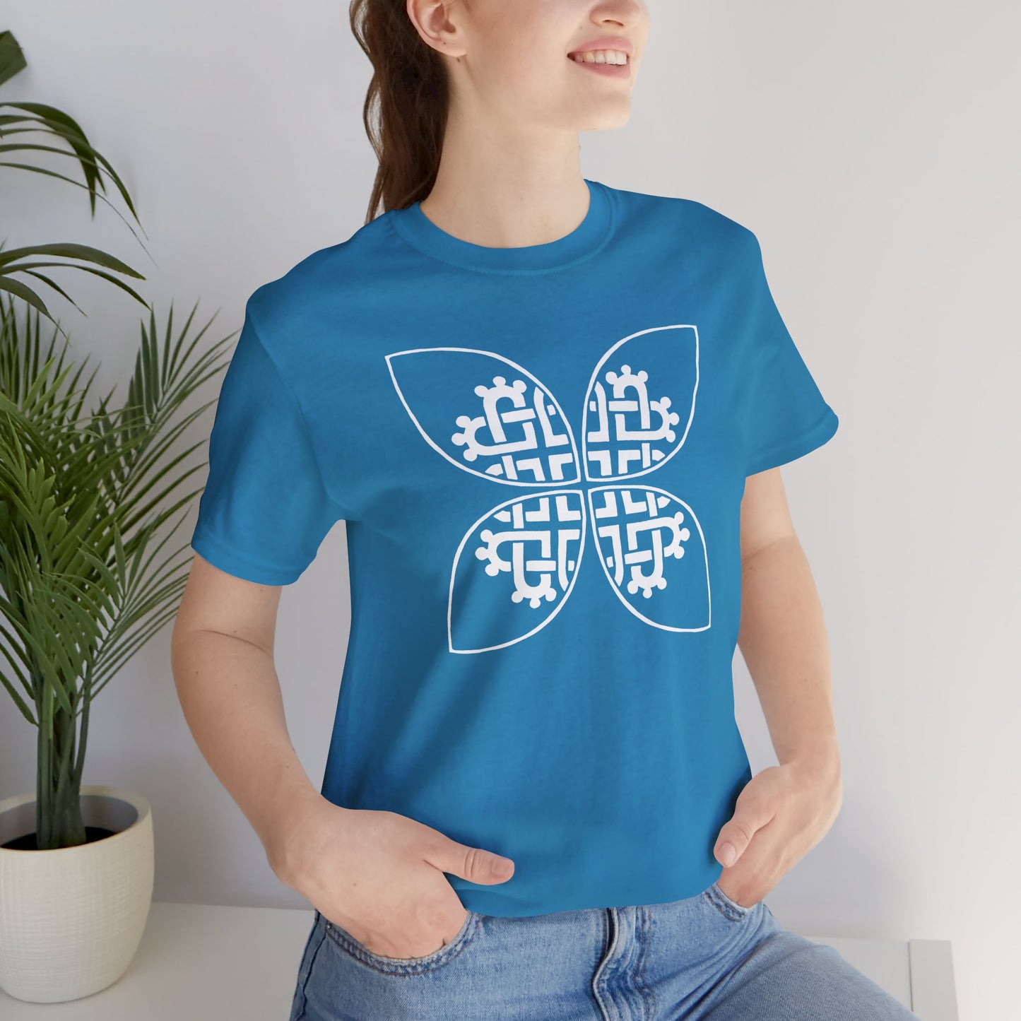 Celtic Heart Motif White Design T-Shirt - InkLovePrint