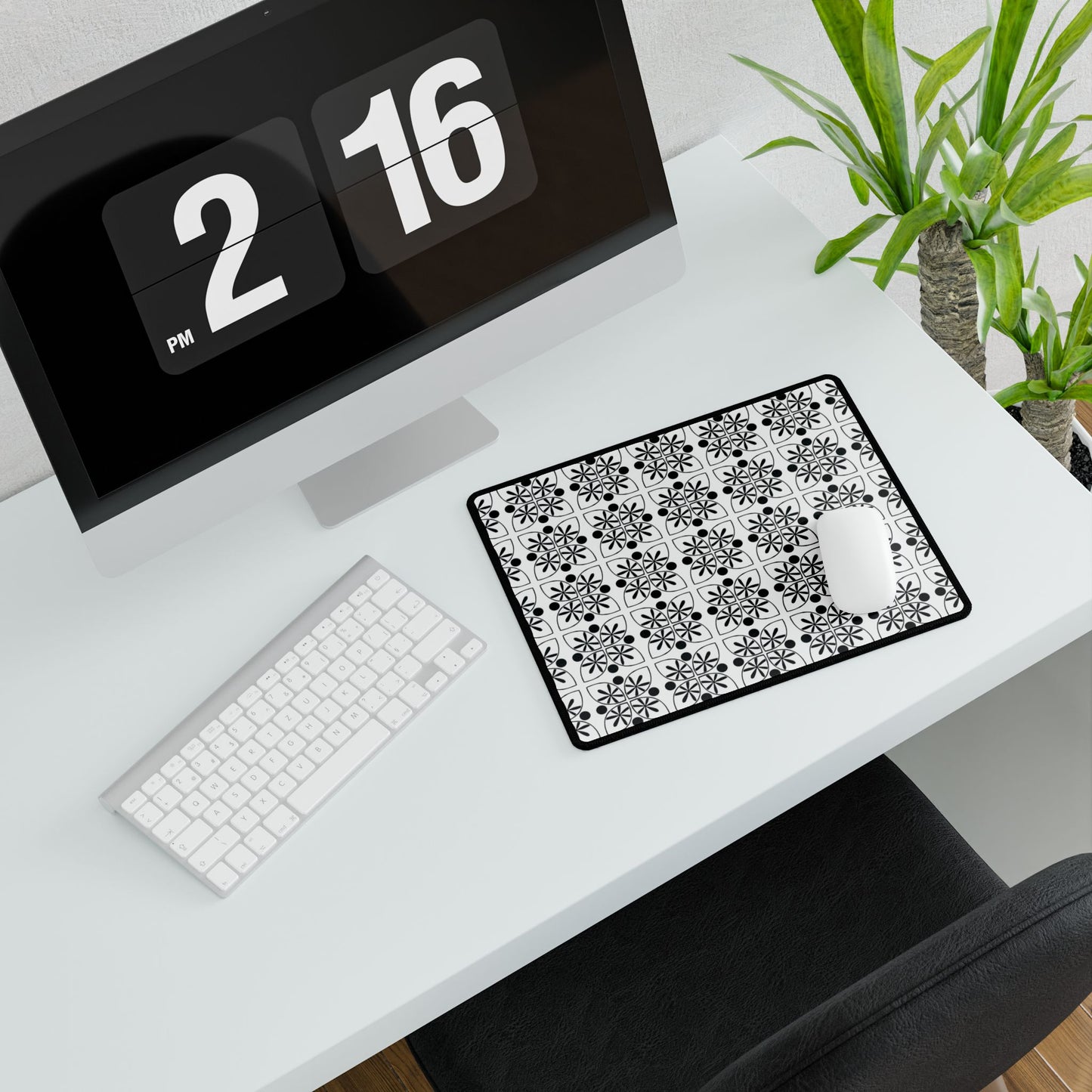 Black Flower Desk Mat - InkLovePrint