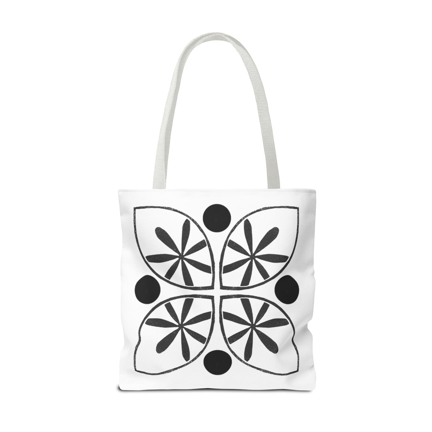 Black Flower Motif Tote Bag - InkLovePrint