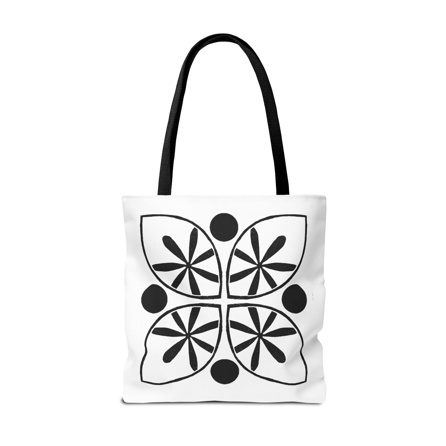 Black Flower Motif Tote Bag - InkLovePrint